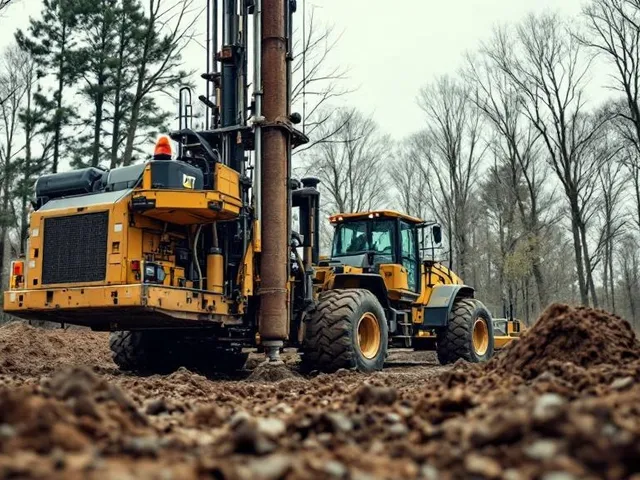 Well drilling rig on a Michigan residential lot